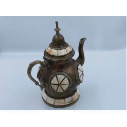 1960s Brass & Bone Tea kettle middle east handmade tea pot